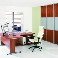 Шкаф-купе для документов в офис из ДСП с лакобелем