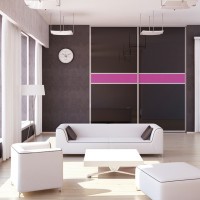 Шкаф-купе для гостиной с лакобелем