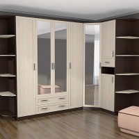 Модульный шкаф из ДСП с зеркалом и с боковыми полками