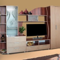 Секция из ДСП с боковыми полками, пескоструем и распашным шкафом