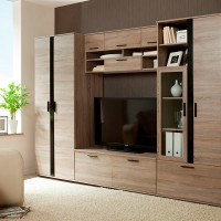 Секция из ДСП с распашным шкафом, шкафчиками и полками