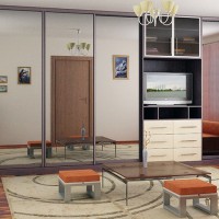 Шкаф-купе для зала с зеркалами