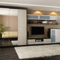 Распашной шкаф в зал из ДСП с зеркалами