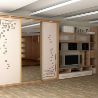 Шкаф-купе в зал из ДСП с пескоструем