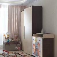 Распашной шкаф из ДСП с комодом + фотопечать