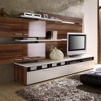 Стильная стенка (горка) из ДСП с полками и шкафчиками