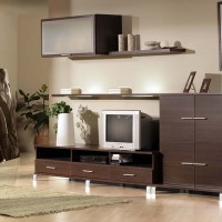 Стильная стенка (горка) из ДСП с полками, шкафчиками и выдвижными ящиками